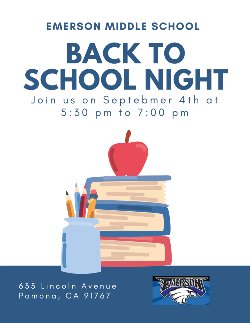 Back To School Night / Noche de regreso Sept 4, 2025